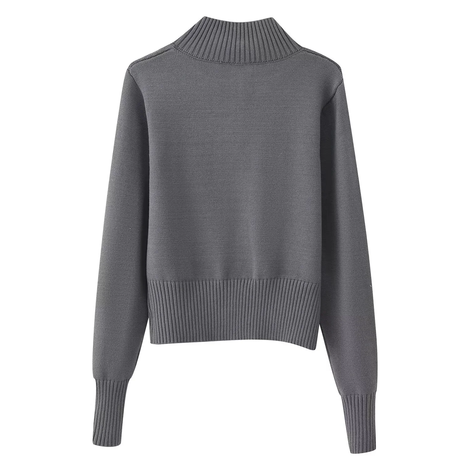 Women New Autumn Winter Zipper Knit Cardigan Female Fashion Stand Collar Double Zipper Korean Long Sleeve Solid Sweater Cardigan