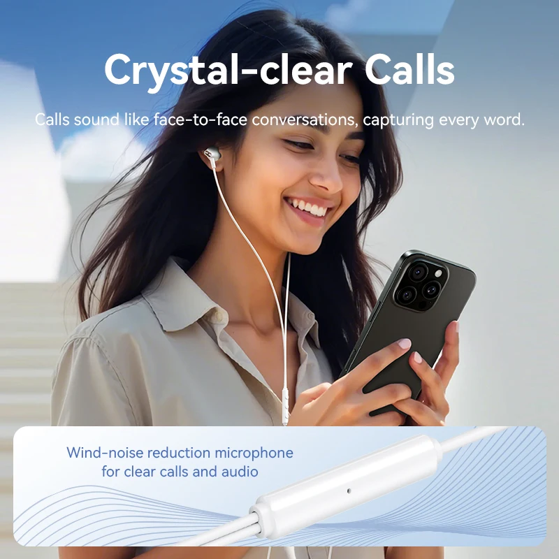 Vention Hi-Res Wired Earbuds with HiFi Bass, Stereo Sound, Volume Control, and Microphone