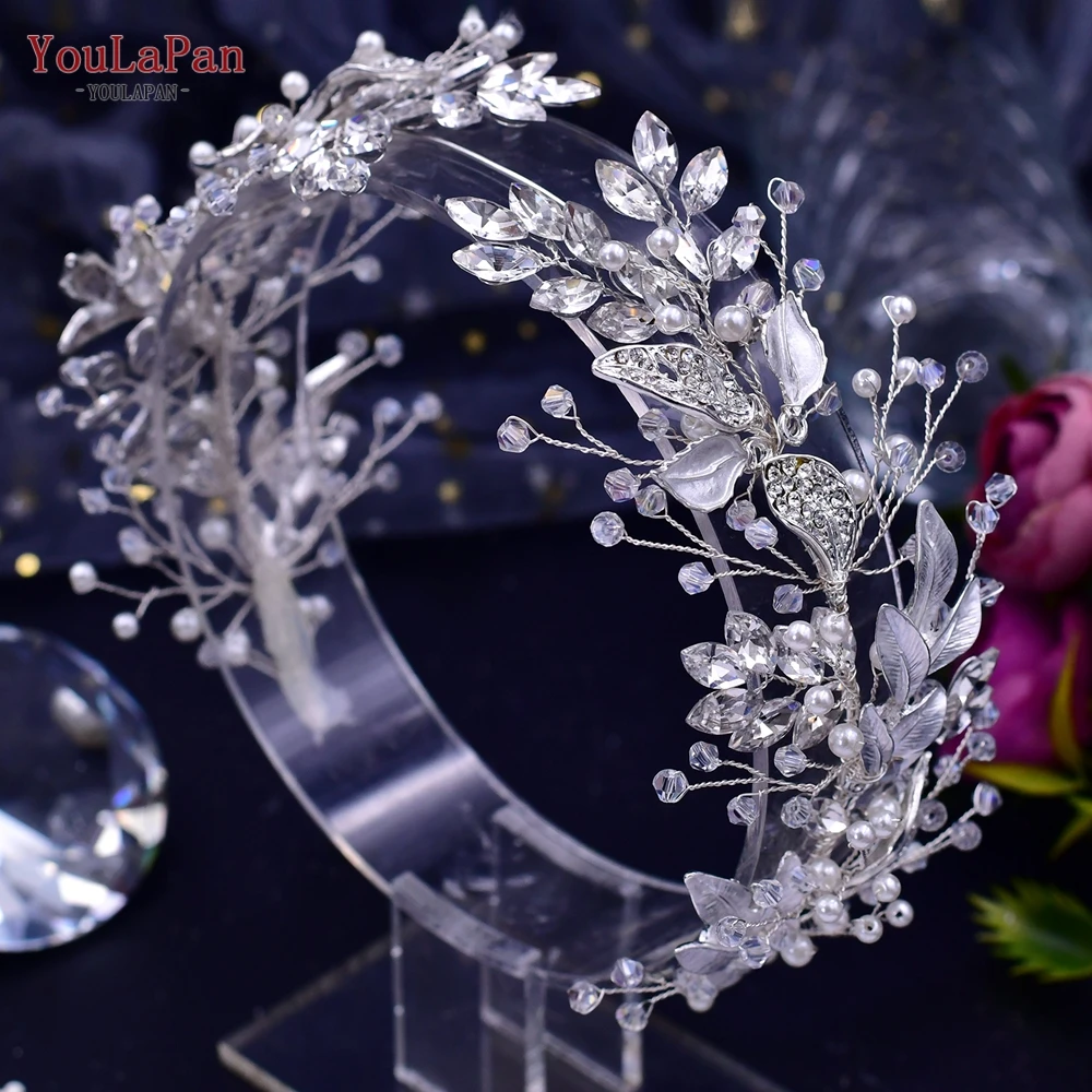 YouLaPan Elegant Bridal Headband Wedding Hair Accessories Brides Alloy Leaf  Headpiece Women Headdress Headwear For Party HP272
