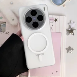 Luxury Matte Magnetic Phone Case - Ultra Thin Shockproof Hard PC Cover with MagSafe Compatibility for Vivo X200 Pro (White)
