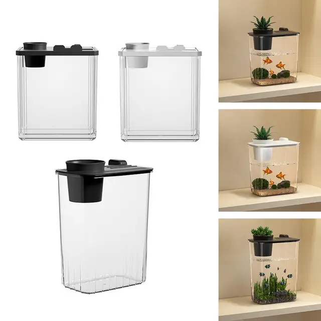 Reptile Tank Terrarium Habitat Desktop Stackable with Top Ventilation Lid Clear Visibility Amphibian Feeding Box for Terrapin 3