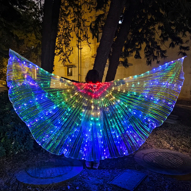 thumbnail image 1 of Alas de danza del vientre con luces LED, alas de hada, ropa luminosa de rendimiento para fiestas de carnaval, Navidad, disfraces rave, 1 of 5