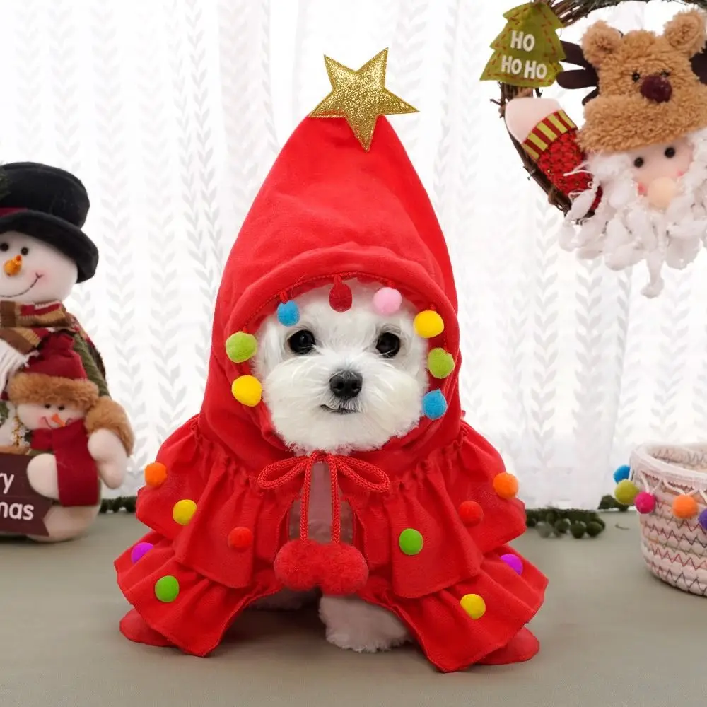 Trendy Party Cosplay Christmas Dog Cloak Santa Tree Costume Colorful Pet Dress up Clothes Pet Cape