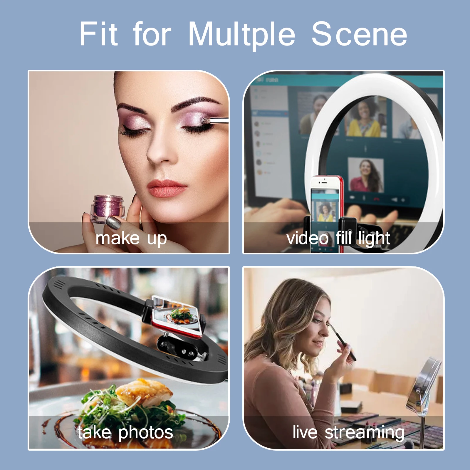 Fotografia Iluminação Telefone Ringlight Suporte para Tripé Foto Led Selfie Preenchimento Remoto Lâmpada Vídeo Youtube ao Vivo Cook 26cm - Image 3