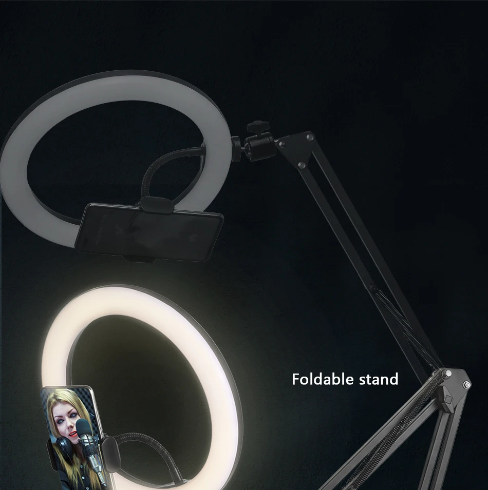 LED Selfie Ring Light com suporte móvel,