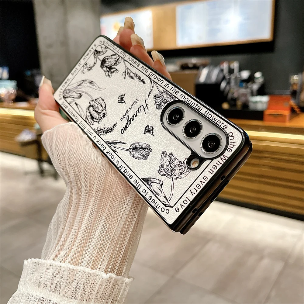 Cute Cartoon Flower Leather Case - Retro Rose Shockproof Ins Korean Cover