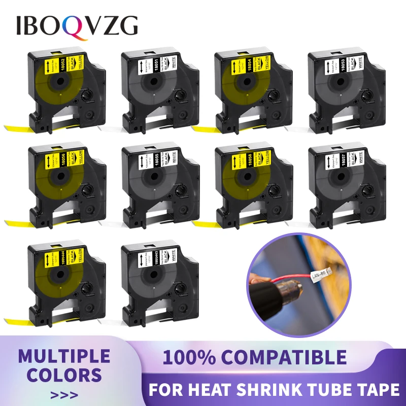 

IBOQVZG Compatible for DYMO Industrial Heat Shrink Tubes 18051 18052 18053 18054 18055 18056 18057 18058 for Dymo Rhino 4200