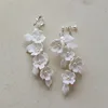 SLBRIDAL Handmade Ins Style Sparkling Crystal Rhinestones Porcelain Flower Pearls Bridal Wedding Earring Women Girls Earrings 6