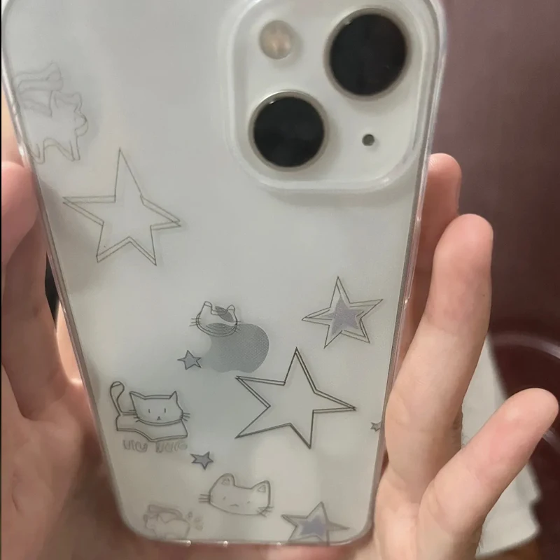 Adorable Kawaii Cat & Stars Creative Phone Case Cover
