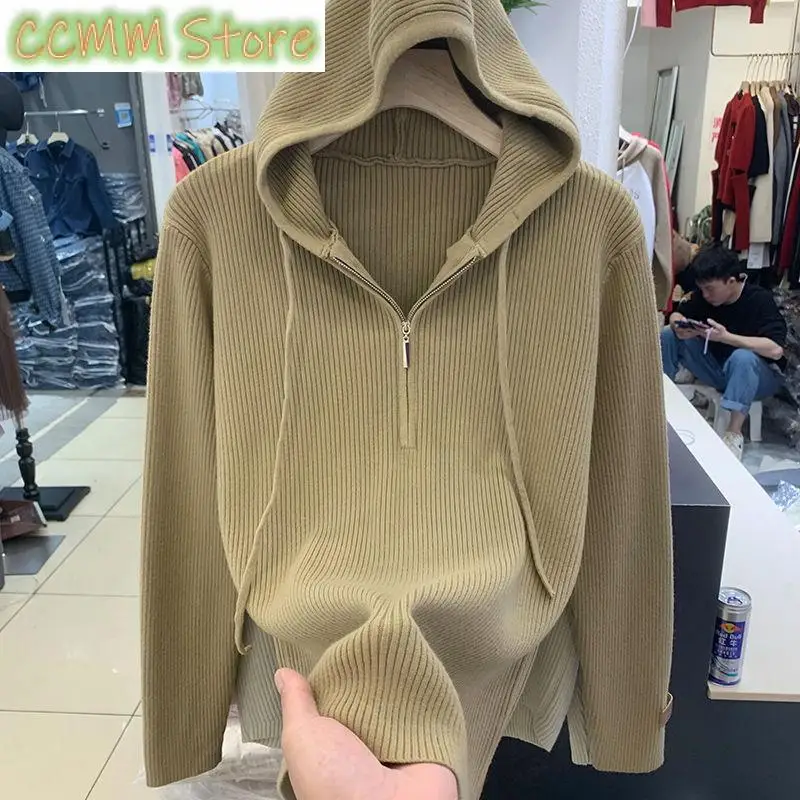 New Fashion Autumn Winter Sweater Hoodies Women Solid Drawstring Zipper Long Sleeve Loose Casual Versatile Sweatshirts hoodies textured pocket zipper drawstring hoodie in green size l m s xl