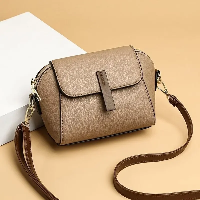 Women's Small Handbag Shoulder Messenger Bag Pu Leather Shell Crossbody Bag Solid Color