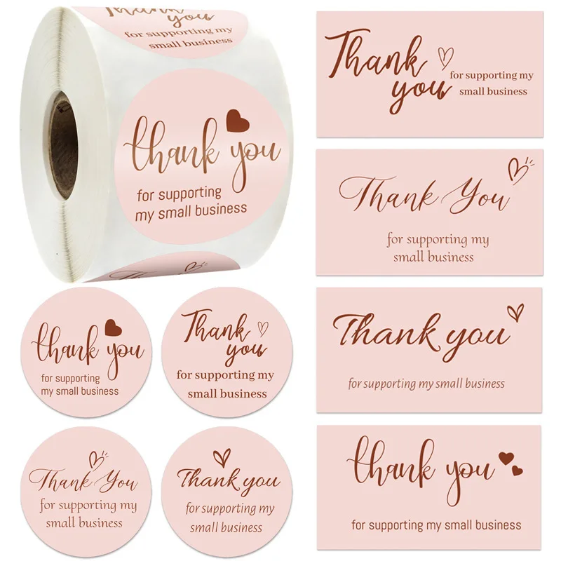 

Pink Love THANK YOU Card Thank You Sticker Set
