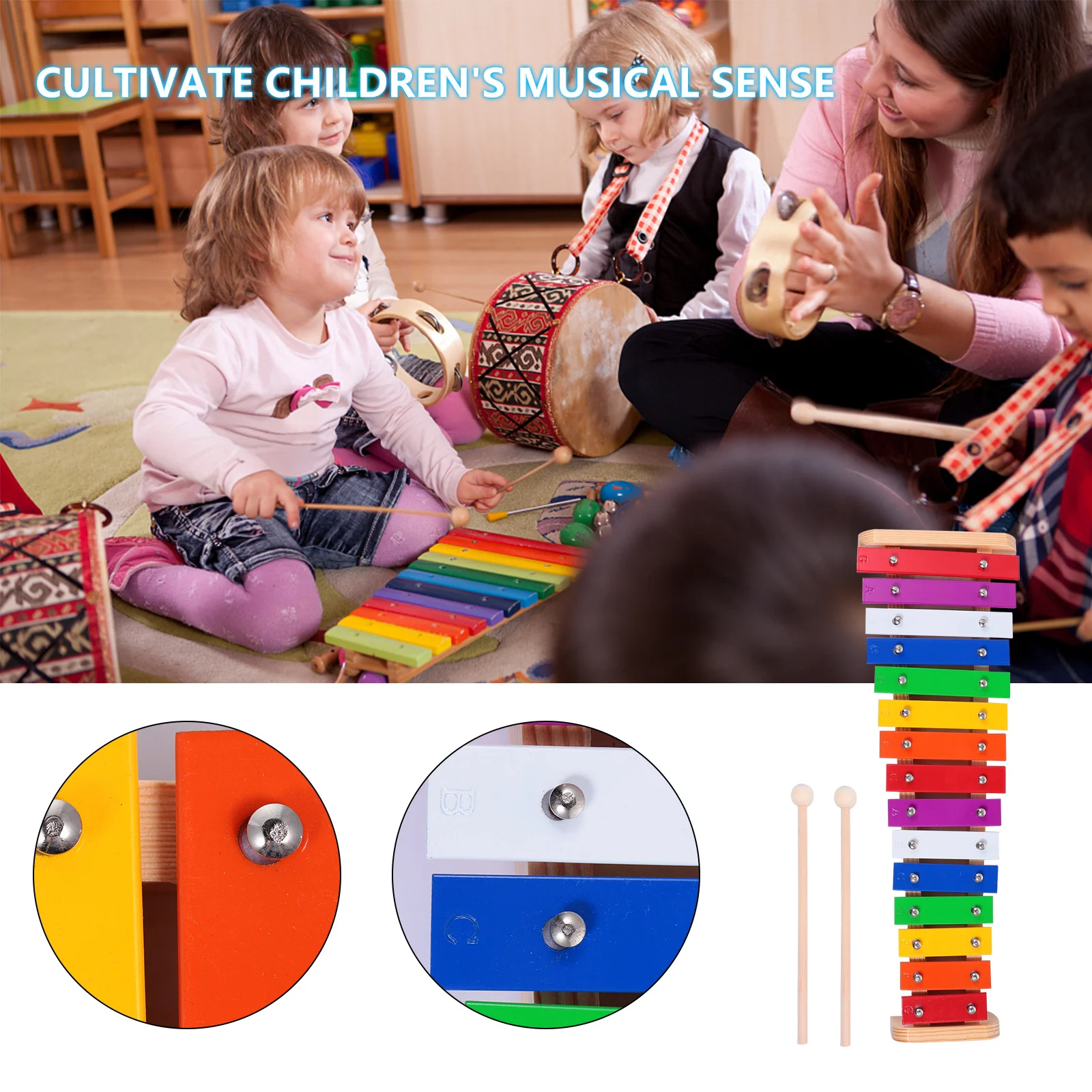 Xylophone Kids 15 Notes Percussion Wood Instruments Toddler Toys Xylophone Educational Musical Toddlers Kids