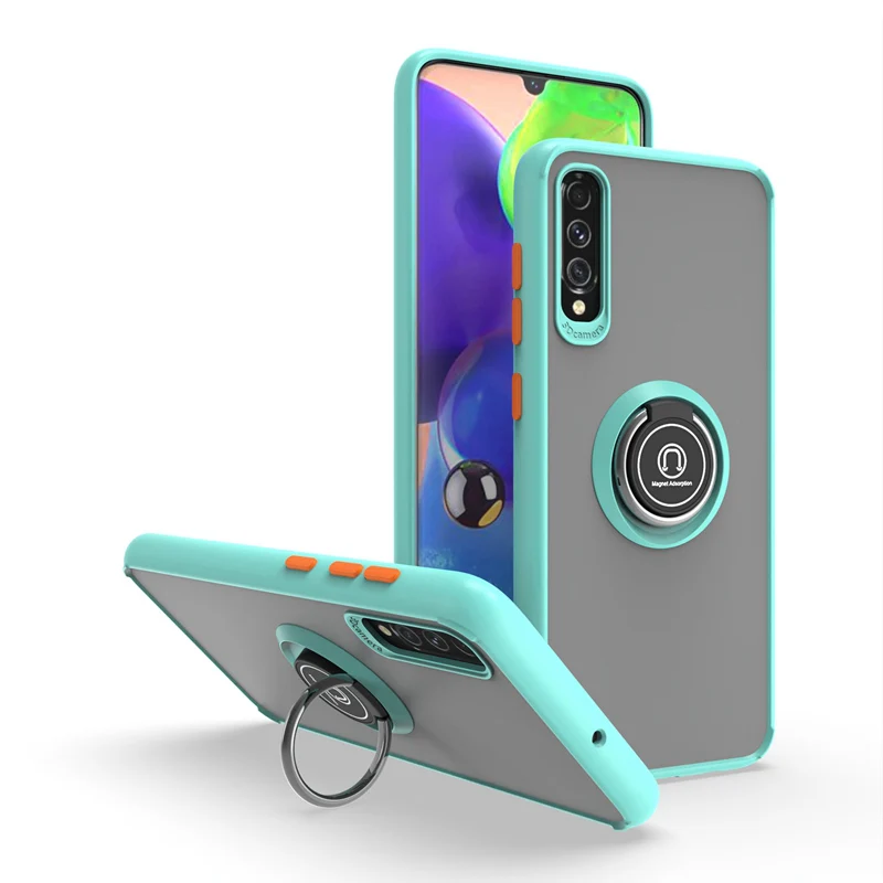 KEYSION Fashion Matte Case für Samsung A70 A50 A50S Transparenter Ringständer Stoßfeste Handyhülle für Galaxy A40 A30 SA_voghion.com