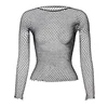Women Fishnet Mesh Tops 6 Colors Sexy See Through T-Shirt  Skinny Goth Hollow Out Long Sleeve Shirts Crop Top Shirt Streetwear 1
