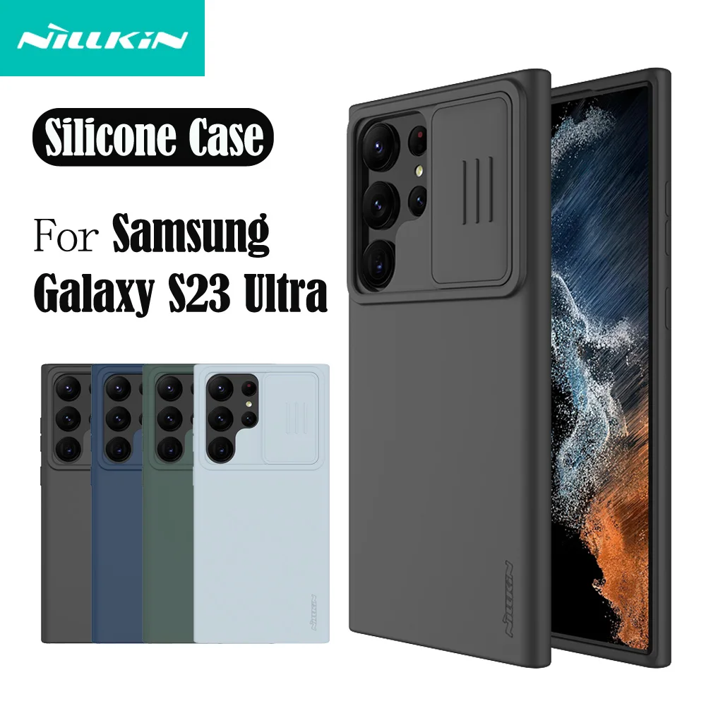 

Case For Samsung Galaxy S23 Ultra NILLKIN Silky Case Slide Camera Privacy Protection Soft Silicone Cover For Samsung S23 Ultra