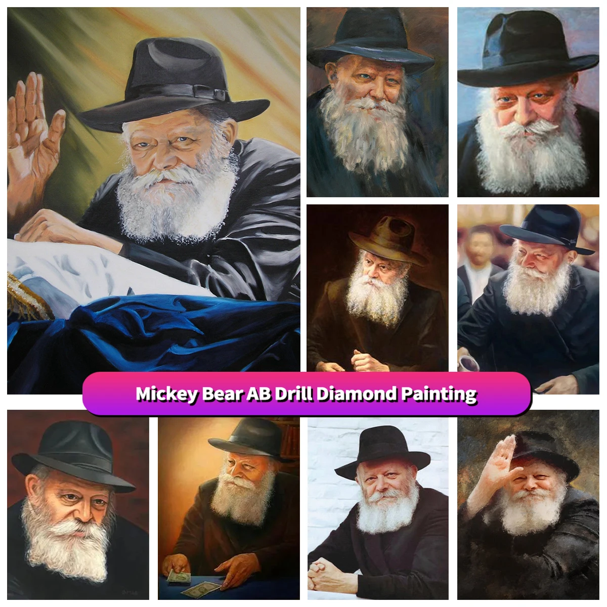 

AB Diamond Painting Spiritual Leader Rabbi Jews Painting Diamond Embroidery Kits Wall Art Cross Stitch Picture Mosaic Home