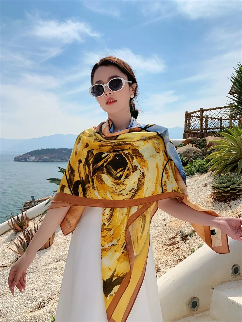 HEIßER 130x130 cm große Samt Textur Squar Reise Schal Strand Kleid Bikini Sarong Wrap Frauen Brasilianische Badeanzug baden Abdeckung-ups – Detail 12