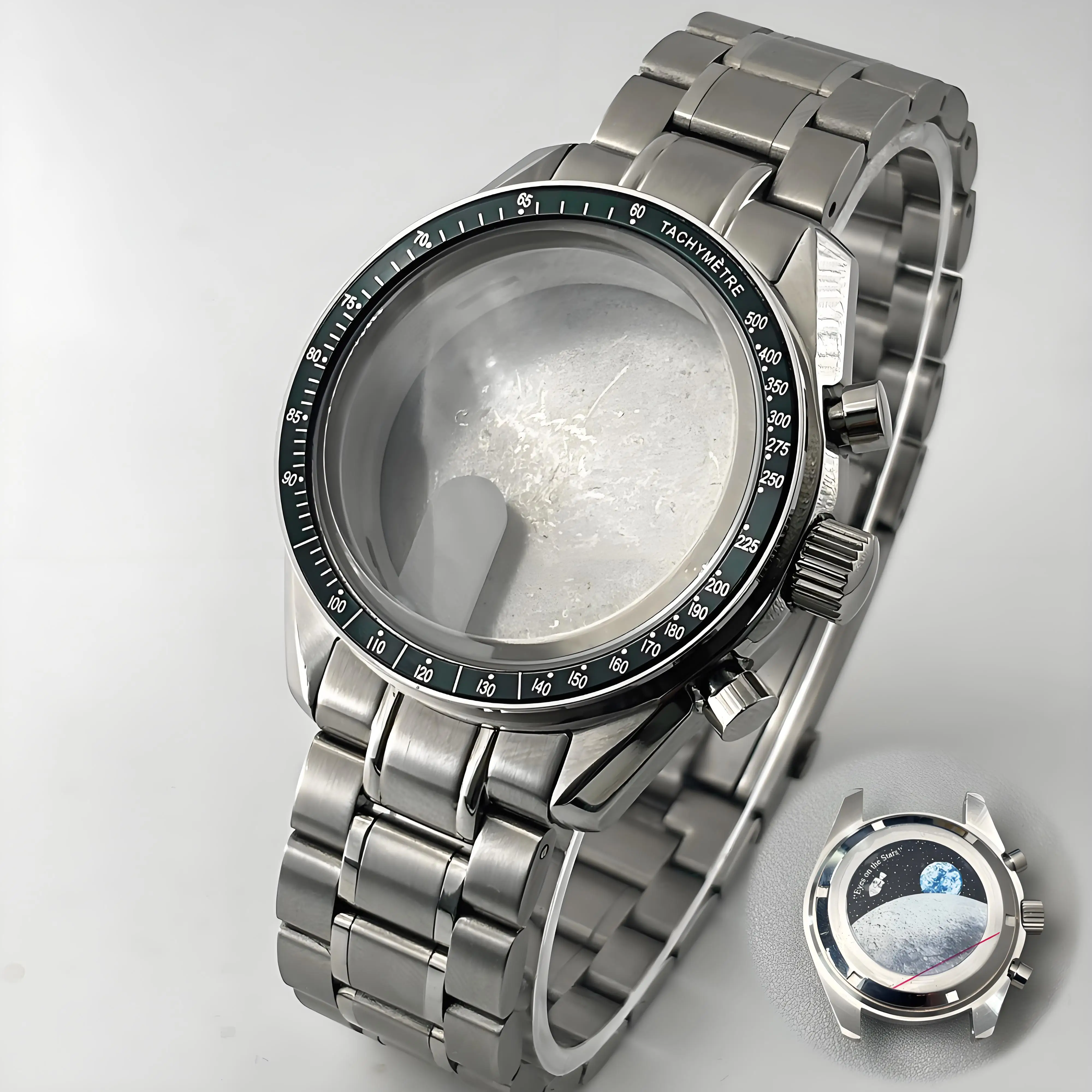 Moon Metal Chronograph Case with Sealed Back and Bezel - Elegant Business Watch