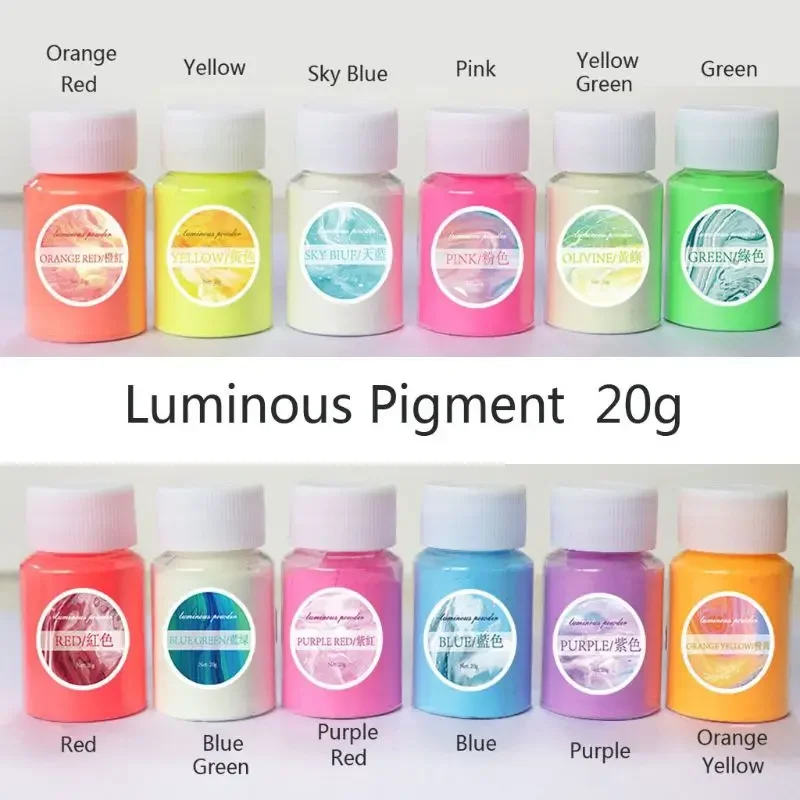 12 Colors Glow in The Dark Powder Skin Safe Epoxy Resin Luminous Pigment Polish Acrylic Paint Jewelry Making 6