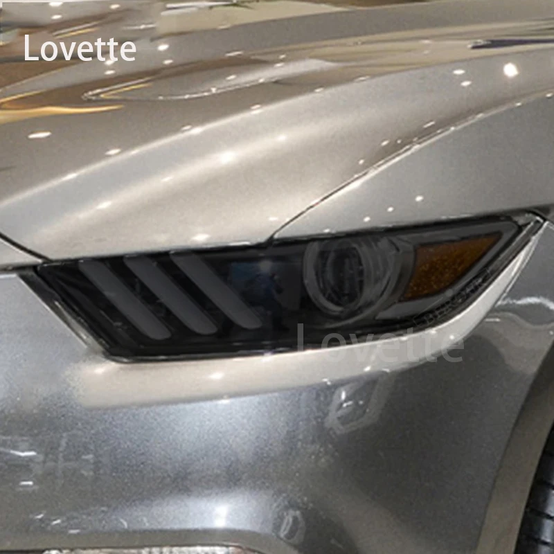 

For Mustang 2015-2017- 2018 GT500 Shelby Car Headlight Protective Film Front Light Transparent Smoked Black TPU Sticker