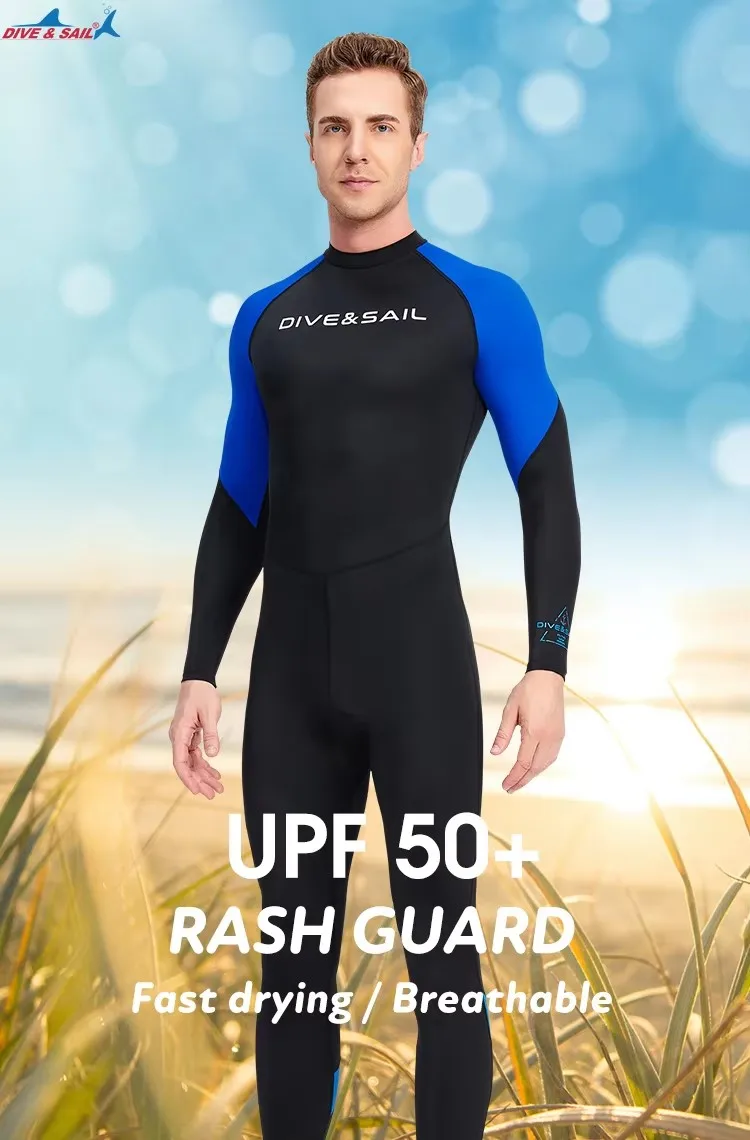Männer Lycra UPF50+ Tauchhaut Neoprenanzüge Rash Guard Ganzkörper UV-Schutz zum Tauchen Schnorcheln Surfen Speerfischen Sporthäute – Detail 1