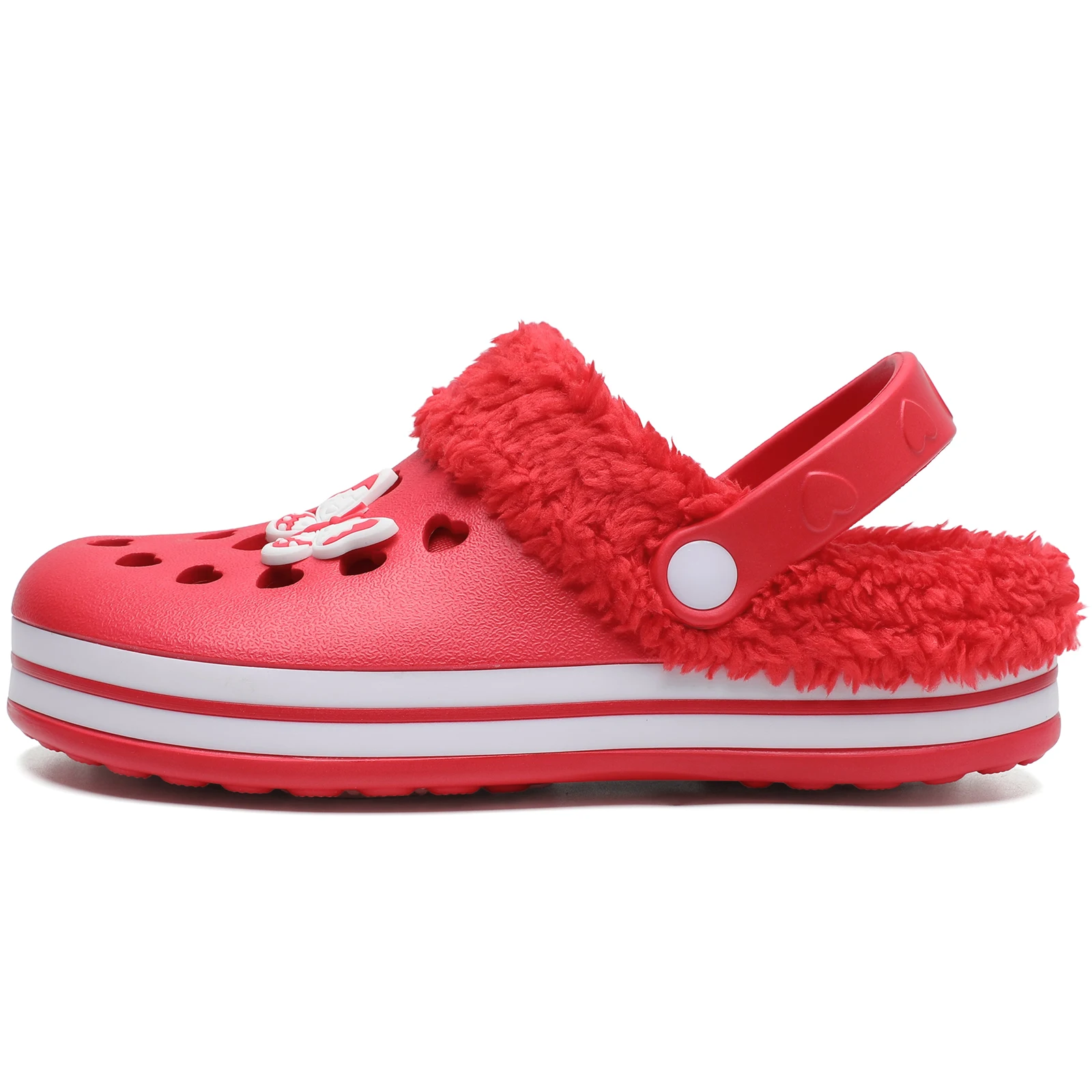 Casual Plus Fleece Clogs Cute Cartoon Charms Girls Lightweight Anti Slip Clogs Indoor Outdoor Winter garden clogs shoes suede clogs