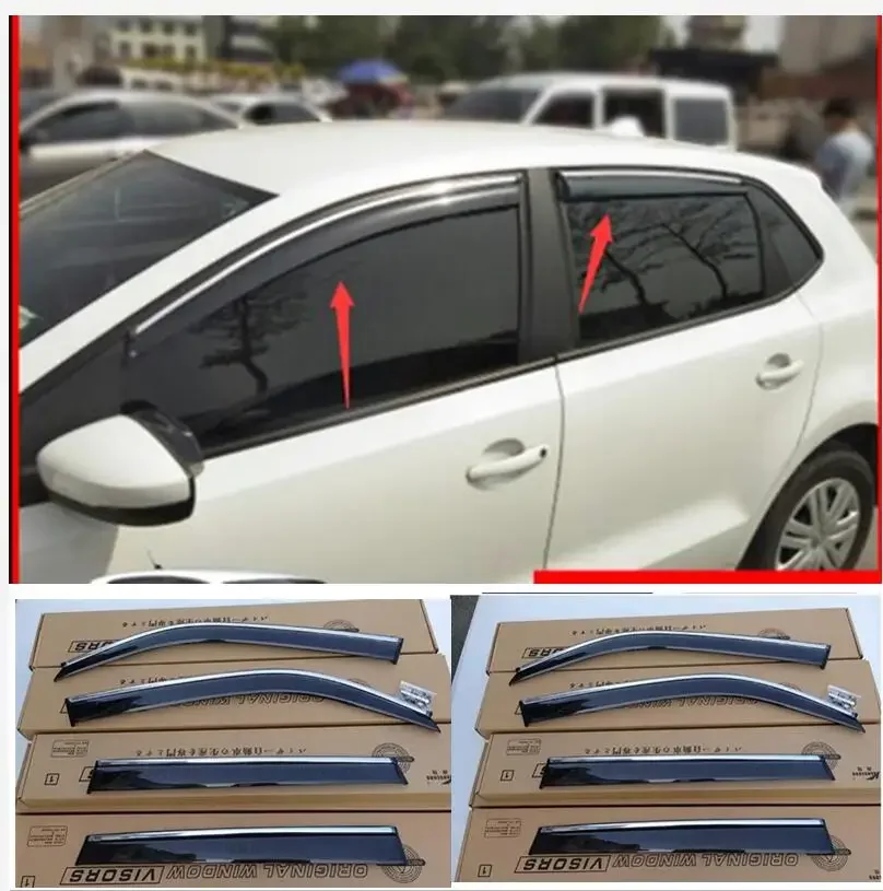 

TOP Quality Rain Window Sun Visor Sunvisor Trim Exterior Windows Visor 4pcs For Volkswagen POLO 5DR 2011 2012 2013 2014 2015