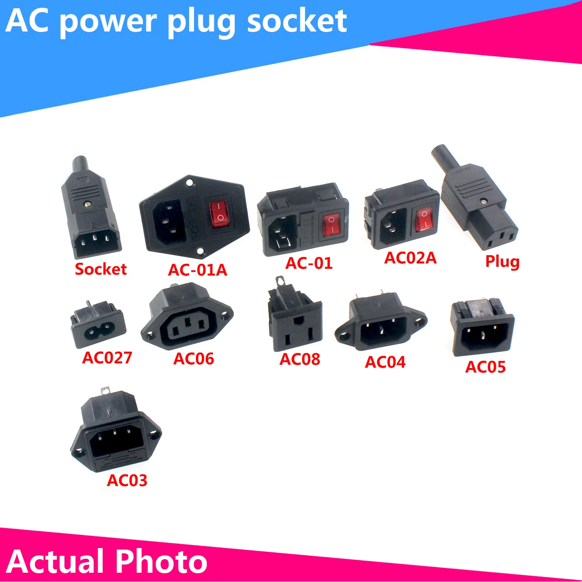 Integrated Power Socket AC-01A 02A  A04 05 AC06 AC10 AC-27 Socket plug KCD3/KCD4/KCD5 Rocker Switch with 10A Fuse aneng ac10 socket tester plug detector zero line plug polarity phase check phase detector us eu plug multimeter digital tester