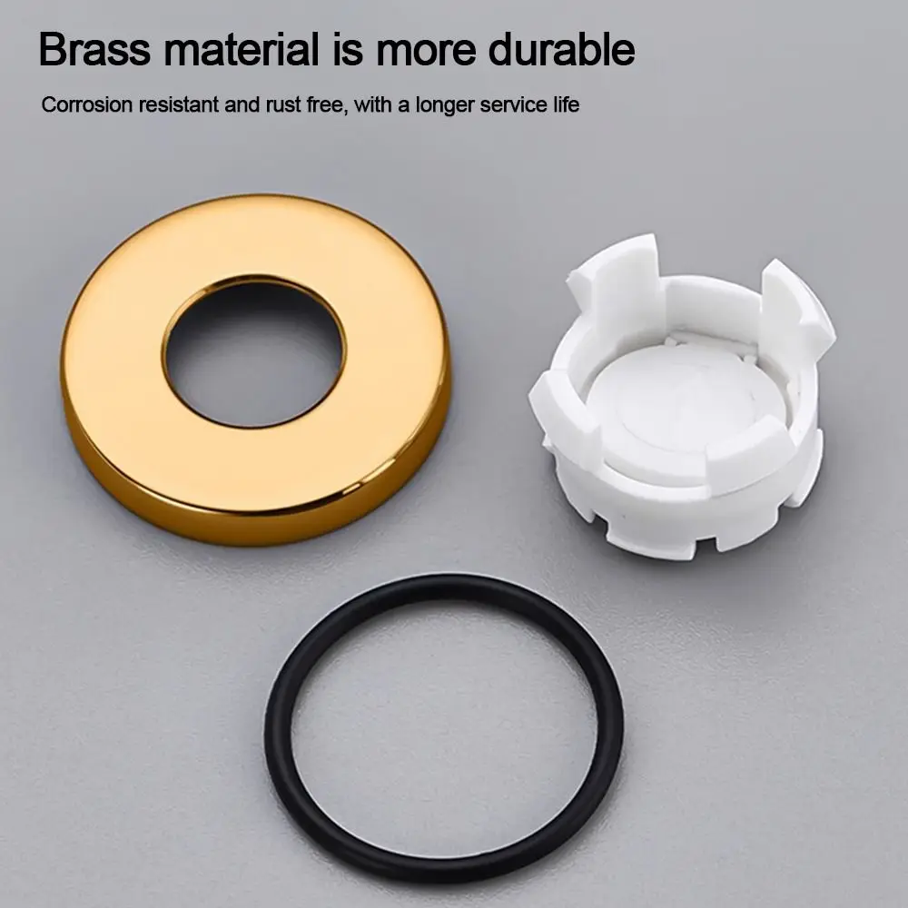 ฝาปิดท่อน้ำล้นอ่างล้างหน้าแบบพกพา ทำจากทองแดง รูปทรงกลม สำหรับเปลี่ยนฝาปิดรูอ่างล้างหน้า แหวนกันน้ำล้น อุปกรณ์สำหรับห้องครัวและห้องน้ำ 1