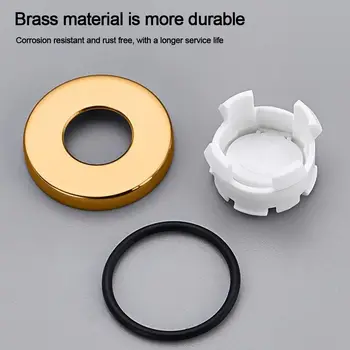 ฝาปิดท่อน้ำล้นอ่างล้างหน้าแบบพกพา ทำจากทองแดง รูปทรงกลม สำหรับเปลี่ยนฝาปิดรูอ่างล้างหน้า แหวนกันน้ำล้น อุปกรณ์สำหรับห้องครัวและห้องน้ำ 1