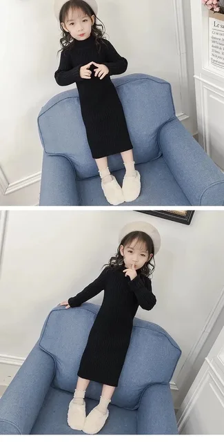 Vestito Maglione Bambina Autunno/Inverno - Maniche Lunghe Con Balze | Giallo E Viola - Foto 7