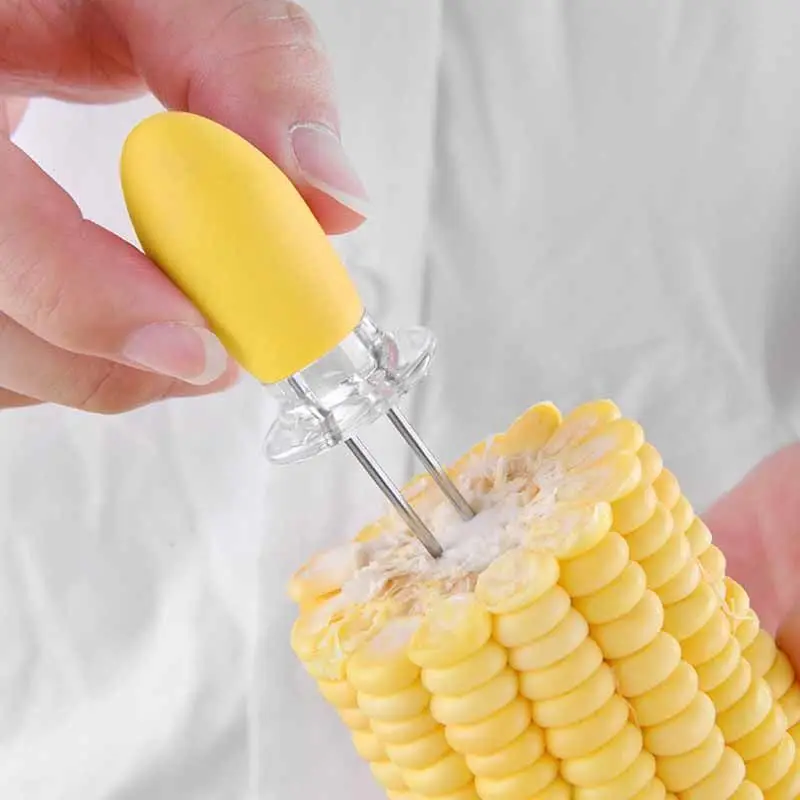 Fork Corn Skewer Stainless Steel Corn Holders on The Cob Skewers Fruit Forks Outdoor Barbecue Tool Kitchen Gadgets Grill