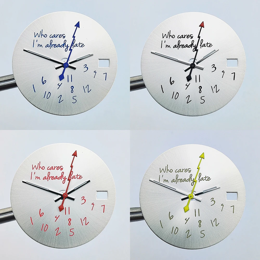 28.5mm Watch Dial Who cares im already late Dial nh35 Sterile Watch Parts Face Fit NH35 Movement No
