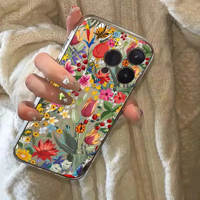 Clear Soft Transparent Floral Phone Case Cover