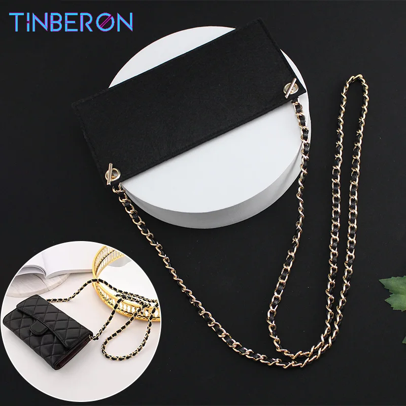 TINBERON Wallet Insert and Chain Strap Transformation Crossbody Bag T Chain Strap Felt Wallet Insert Bag Liner Purse Accessories