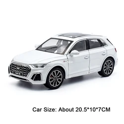 Audi Q5 Die - Cast Toy Car with Light and Sound - 1:24 Scale Model, Six Opening Doors, Pull - Back Feature (White)
