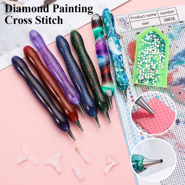 1pc DIY Diamond Painting Pens With Wax, Refillable Wax Pen, Rotating Glue  Point Drill Pen For Nail Art, DIY Diamond Painting Art Tools