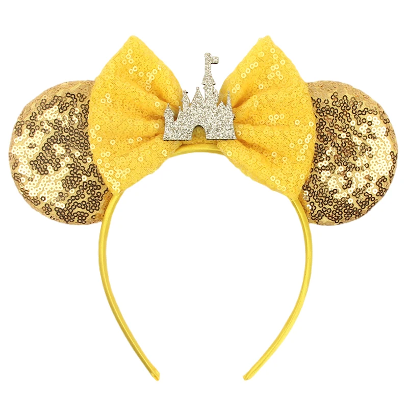 2025 Disney Castle Feuerwerk Maus Ohren Stirnband Pailletten Bogen Haarband Für Mädchen Kinder Festival Party DIY Haar Zubehör – Detail 10