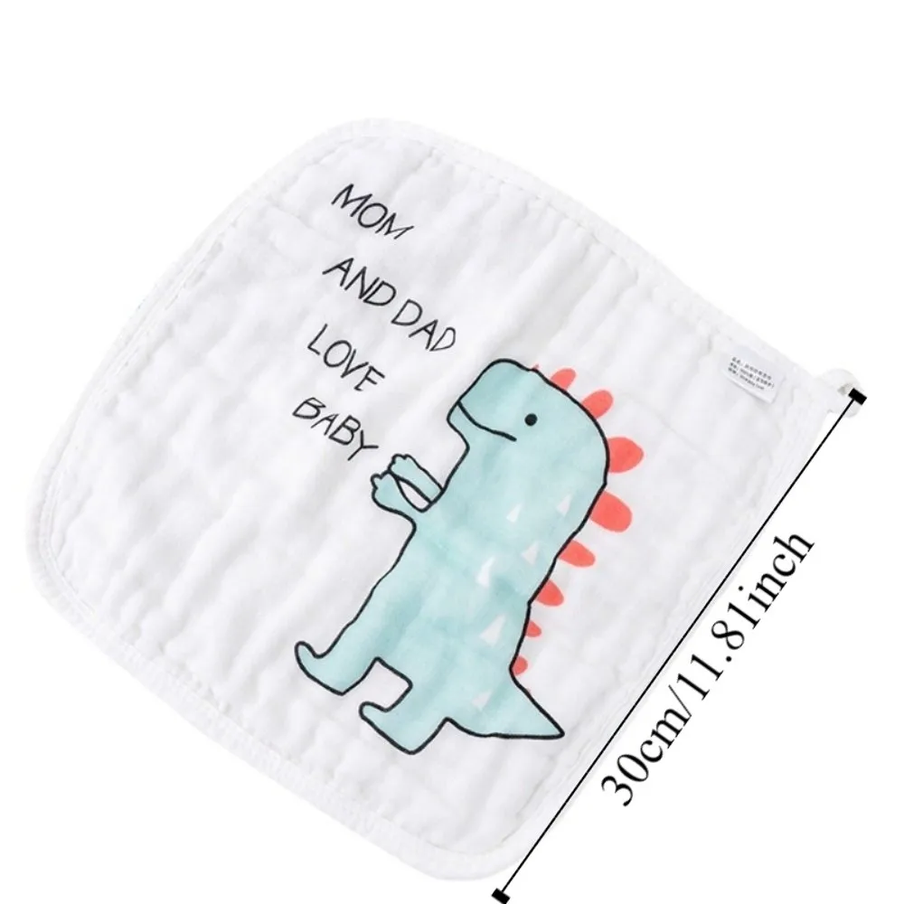 5PCS Burp Cloth Baby Gauze Towels Face Wipes Scarf Pure Cotton Square Towels Handkerchief Six Layer Cartoon Infan Washcloth