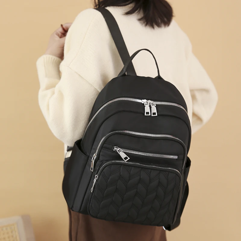 

Oxford Backpack Women Waterproof School Bag Quality Ladies Travel Bag Solid Color Multiple Pockets Backpack Female