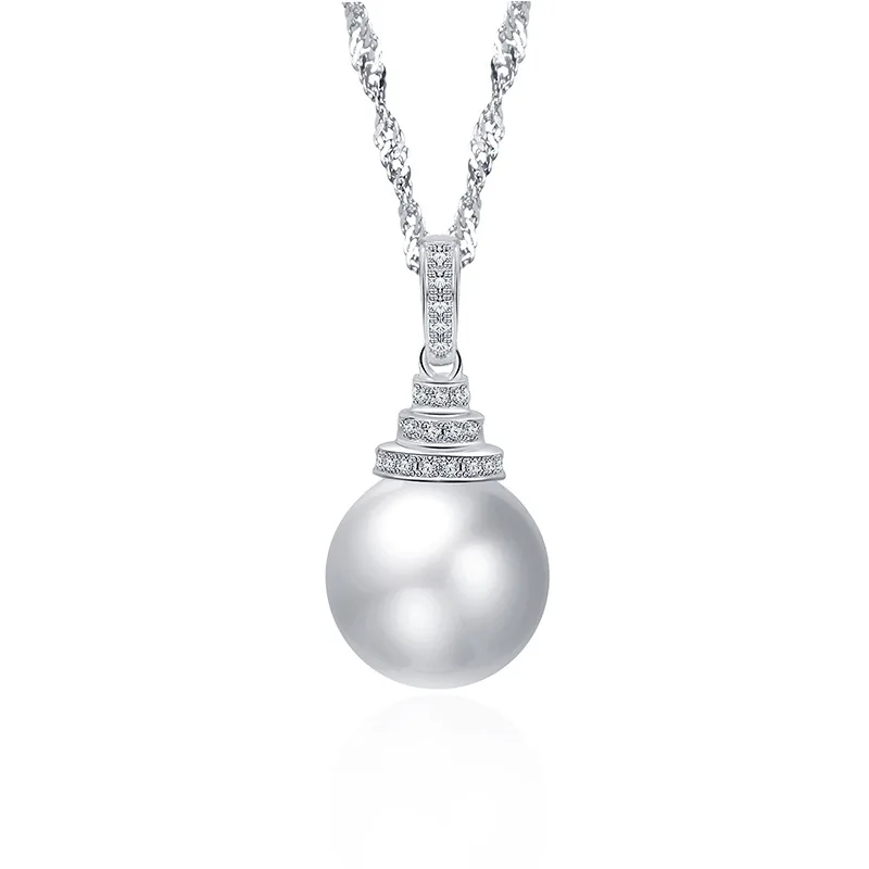 

Wholesale Sterling 925 Silver Delicate Pearl Pendant Necklace Inlaid with Zircon,Elegant Style for Attending Bestie Wedding