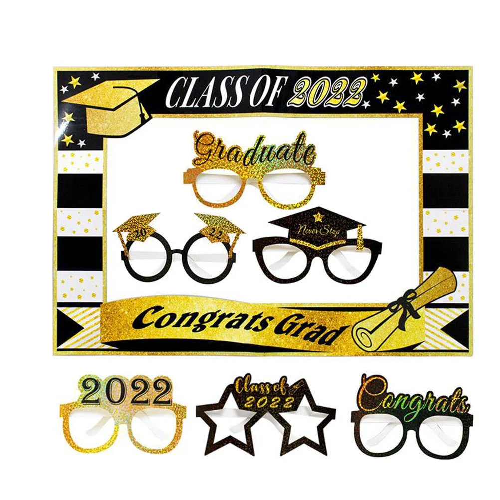 PRETYZOOOM12pcs drôle lunette cadre de fête chapeau de remise de diplôme lunettes fantaisie papier photo accessoires de fête de remise de diplôme accessoires de fête accessoires de fête de classe 2020 
