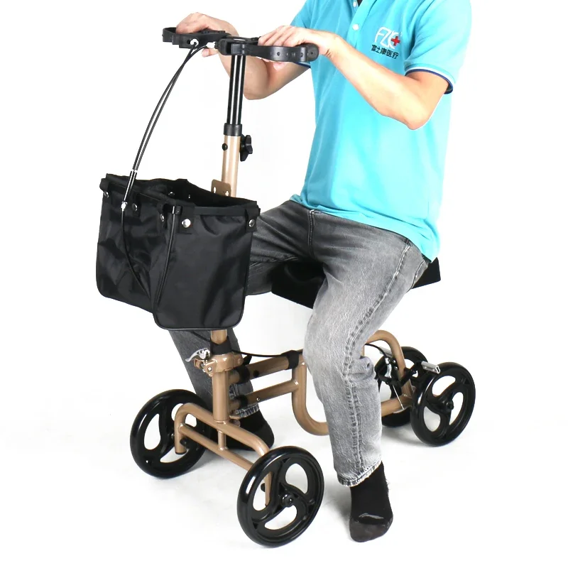 Leg Injury Rehabilitation Knee Mobility Scooter, Wheeled Walkers for Elderly, Comfortable Support Assisted Mobility Crutches 6