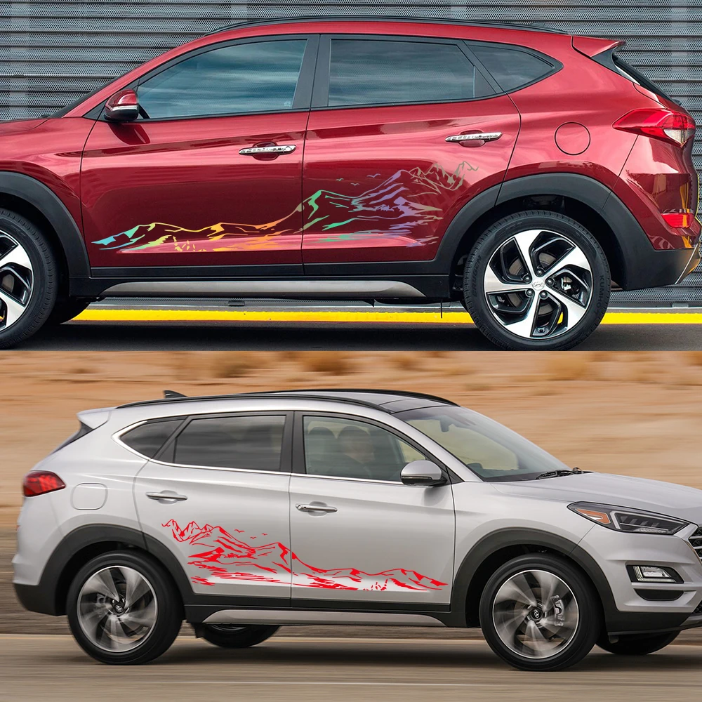 Autotür Seiten aufkleber Berg grafiken Vinyl Film Dekor Aufkleber Auto externe Tuning Zubehör für Hyundai Tucson 2014-2018 – Detail 4