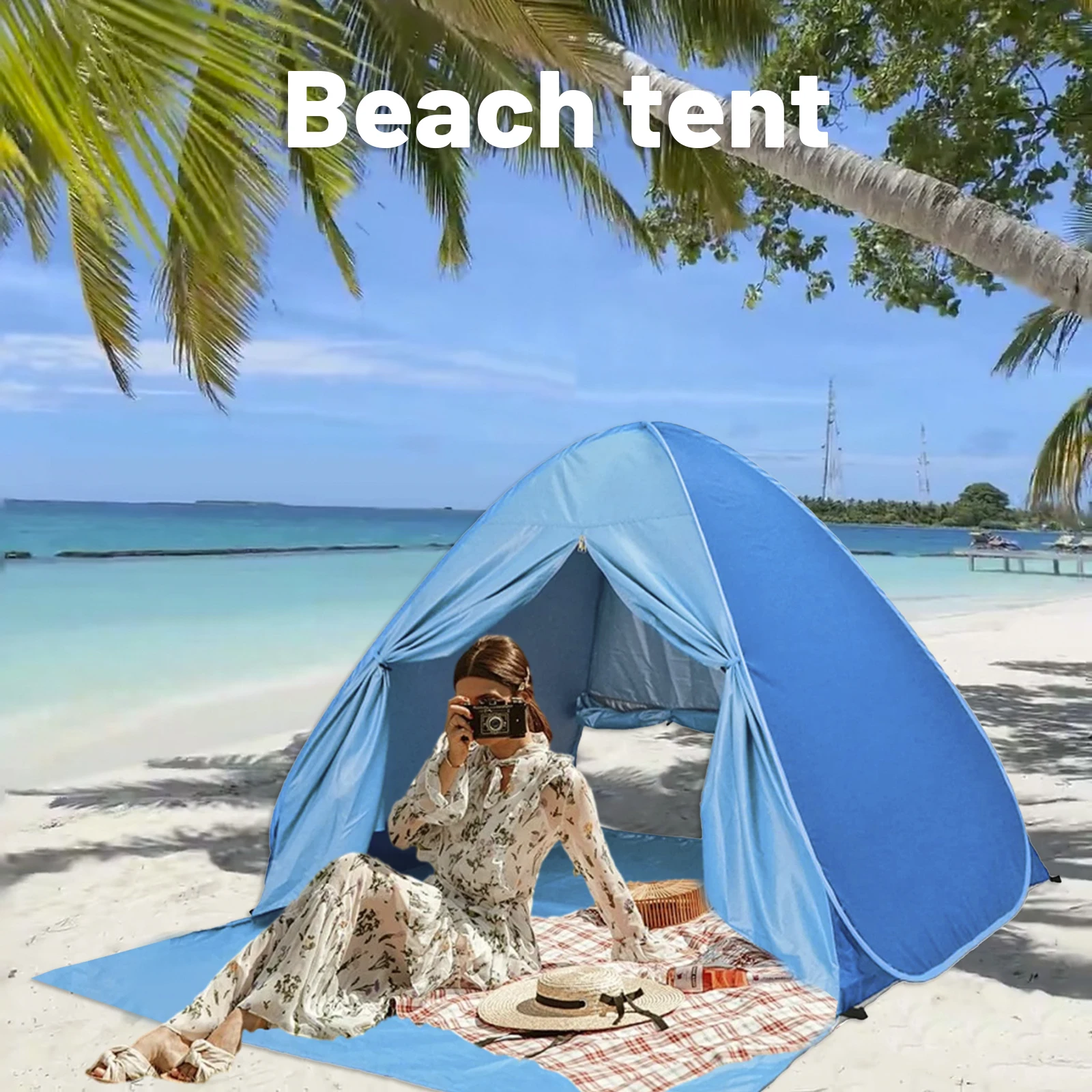 Beach Tent UV Protection Sand Anchors Lightweight Portable Sun Shelter Family Adults camping tent portable tent