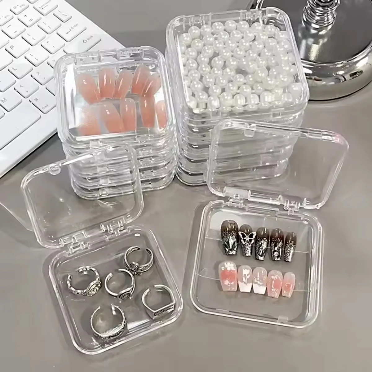 Press-on Nail Storage Box Acrylic Transparent Container