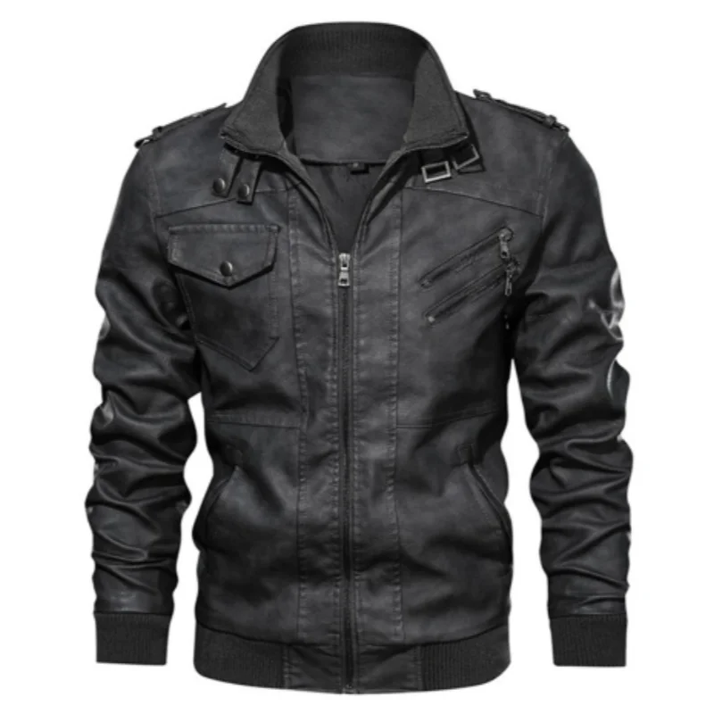 Men's Leather Jacket Motorcycle Armor Hooded PU Coats Tops Autumn Winter Fashion Streetwear Men's Clothing Detachable Cap S-XXXL