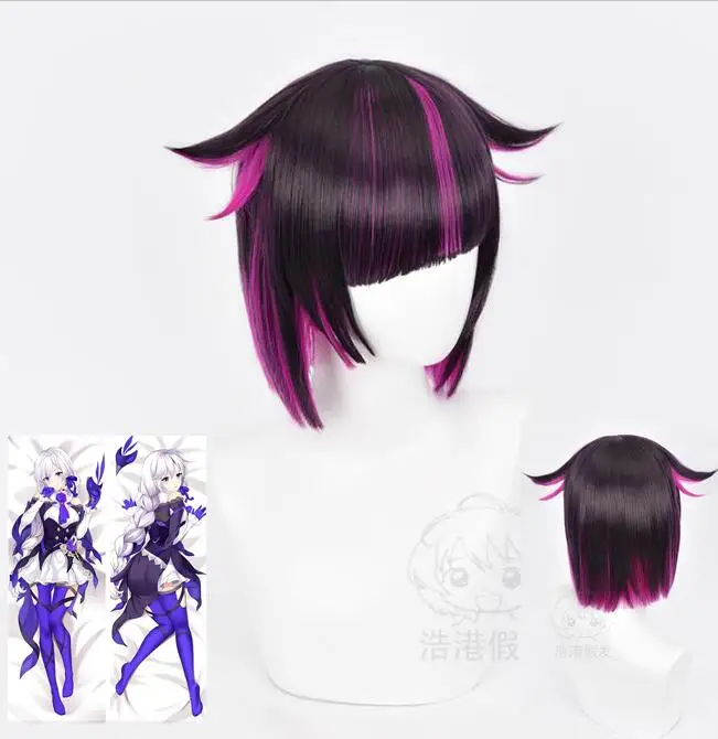 

Парик для косплея черно-фиолетовые смешанные короткие термостойкие синтетические волосы Хэллоуин