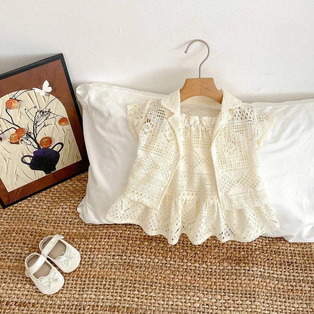 Girls Summer Lace Ruffled Princess Dress